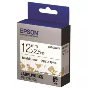 EPSON) 라벨프린터 리본 리락쿠마(SGR12AS)백색 흑문자/프린터기/비품정리/문구인쇄/라벨스티커/라밸테이프