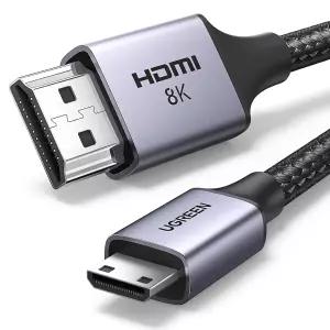 UGEN 8K 미니 HDMI to 케이블 6.6FT 알루미늄 꼬임 8K60Hz 양방향 HDR eARC 파이 제로 카메라 캠코더