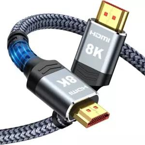 Highwings Extra Short 8K HDMI 케이블 길이 1.07피트 0.71ft 초고속 브레이디드 코드 4K120Hz eARC PS5