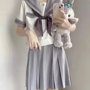 라이트퍼플 복고 유니폼 반팔 세라복 교복세트 학생