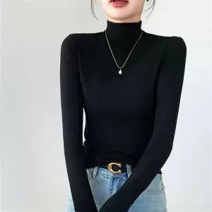 겨울 이너 기본 목폴라 티셔츠 여성 슬림핏 터틀넥 쫀쫀 스판