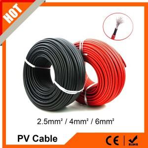 2.5mm² 4mm² 태양광 발전 연장 케이블 태양계 전원 Pv 패널 연결용 와이어 빨간색 검정색