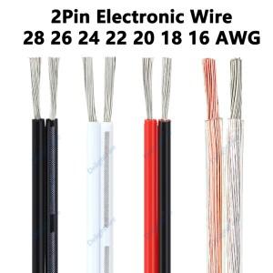2핀 12V LED 케이블 10m 28 26 24 22 20 18 AWG PVC 주석 도금 구리 전선 스트립 조명 연장 스피커 오디오