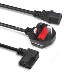 IEC C13 영국 전원 케이블(13A 퓨즈 포함) 직각 3x0.75mm2 1.5m PC 컴퓨터 모니터 프린터용 AC 공급 장치