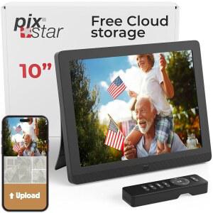 PixStar 10인치 디지털 프레임 WiFi 무제한 클라우드 스 지 센서 조부모님께 선물하기 좋은 IPS 디스플레이