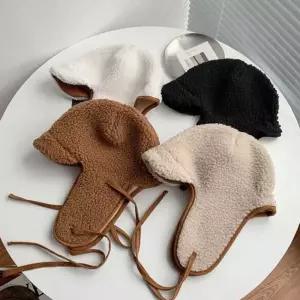 여성 양털 귀달이 모자 4컬러 1P 뽀글이 후리스 안감