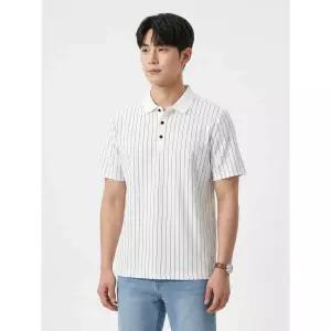 IKALOOK 스트라이프 스판 카라 반팔티 CSTEE114