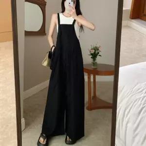 여성 데이트룩 데일리룩 멜빵바지 와이드 팬츠 2컬러