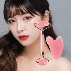 핑크 페이스롤러 하트괄사 세트 눈가 마사지 셀프 어깨 주름리프팅 얼굴 기기