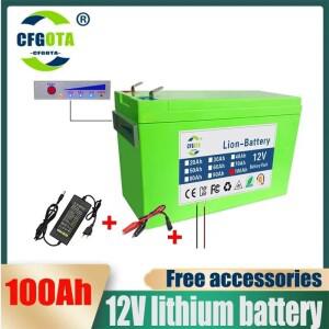 18650 3S6P 12V 100Ah 리튬 배터리 팩 내장 30A BMS 태양 에너지 전기 자동차 이온 +