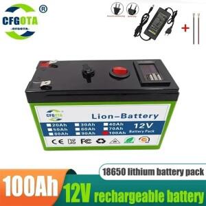 12V 리튬 배터리 100Ah 18650 태양 에너지 전기 자동차 충전식 LiFePO4 + 3A