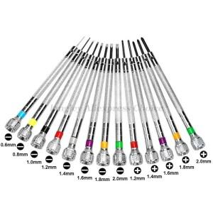 13PCS 시계 도구 수리 스크루 드라이버 세트 0.6mm-2.0mm 슬롯/십자 키트 전문