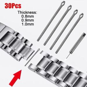 30Pcs 시계 스트랩 링크 핀 스테인레스 스틸 밴드 연결 바 0.8/0.9/1.0mm 두께 8-26mm 팔찌 수리 도구