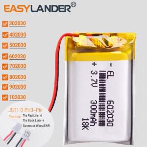JST1.0mm 3Pin 3.7V 300mAh 602030 리튬 이온 폴리머 배터리 Lipo