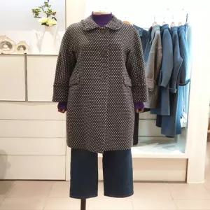 [AK수원점]  울 도트 라운드 카라 하프코트 B244WH3070