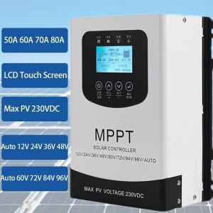 LCD 스마트 MPPT 태양광 충전 컨트롤러 30A 40A 50A 60A 80A 100A 패널 리튬 납산 배터리용 레귤레이터