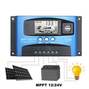 50A/100A 12V/24V MPPT 태양광 충전 컨트롤러(듀얼 USB 포트 LCD 디스플레이 포함) 자동 전지 패널 배터리