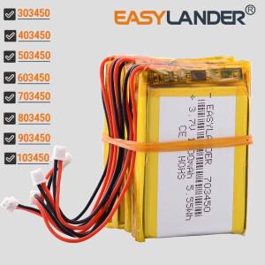 5개/몫 JST 1.25 2P 603450 3.7V 1200mAh 리튬 폴리머 이온 배터리 Lipo