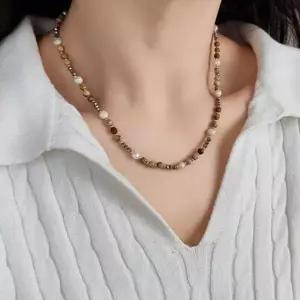 천연담수진주목걸이 못난이진주목걸이 담수 비드 레이어드 비즈