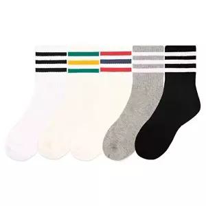여성 삼선포인트 중목 양말 5켤레