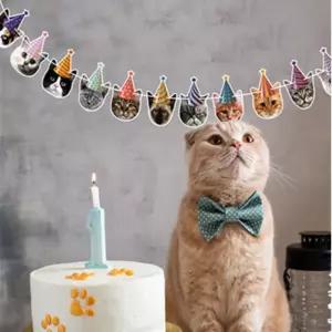 우니월드 펫 생일 고양이 가랜드 반려묘생일파티장식