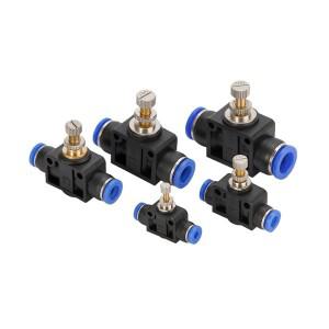 6PCS LSA 공압 조절 식 흐름 제어 밸브 속도 공기 압력 스로틀 퀵 커플 링 릴리스 피팅 8mm