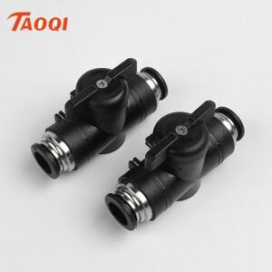 BUC-4mm/6mm/8mm/10mm/12mm 검정색 공압 스위치  삽입 PU 공기 파이프 조인트 핸드 밸브 볼 전류 제한