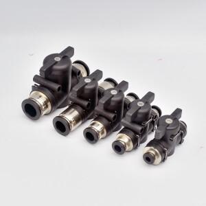 BUC 4mm 6mm 8mm 10mm 검정색 공압 푸시 인 퀵 조인트 커넥터 핸드 밸브 스위치 수동 볼 전류 제한