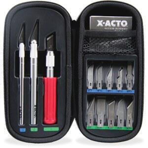 X-ACTO 압축 기본 칼 세트 3개 칼날 13개 소프트 캐리 케이스 포함 총 17개 - 공예 예술 프로젝트 절단 도구용