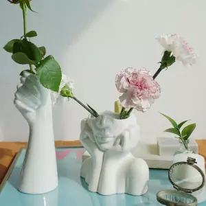 도자기 인테리어 오브제 화병 꽃병 2type/손모양 얼굴 13E4C