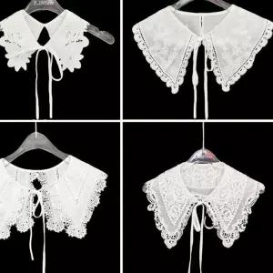화이트 7타입 넥페이크 펀칭 프릴 레이스 넥카라 넥케이프 Atype 레이어드카라 E1119