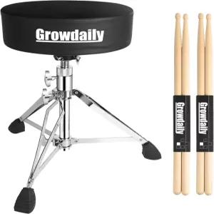 GrowDaily 드럼 쓰론 좌석 조절 가능한 스툴 두꺼운 패딩 2팩 5A 드럼스틱 포함 드러머