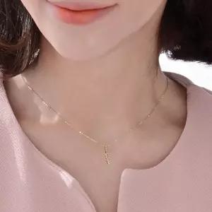 14K 스틱 컷팅 바 베이직 금 목걸이 42cm 금펜던트 57E82