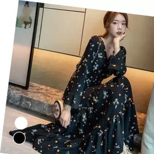 화사한 원피스 가을패션 데이트룩 꽃무늬