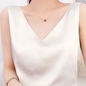 실크 민소매 블라우스 나시 - 오피스룩 V넥 이너티 캐미솔 슬리브리스탑 64651