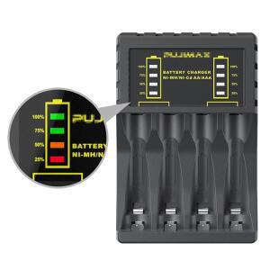 배터리 충전기 4 슬롯 스마트 LED 표시기 1.2V Ni-MH/Ni-Cd 충전형 USB AAA/AA