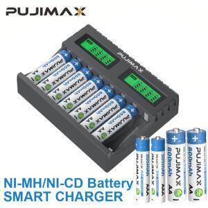 PUJI 8 슬롯 1.2V AA/AAA Ni-MH 충전형 배터리용 스마트 충전기 개별
