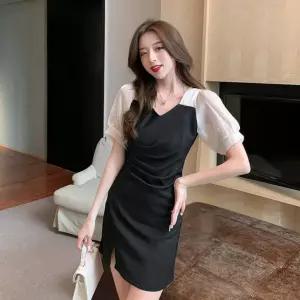 여자 퍼프 원피스 상견례 결혼식 오피스 하객룩 정장원피스 플레어원피스 반팔원피스 돌잔치 상견례