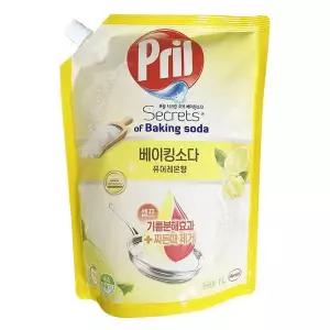 [엄지척]주방세제 173PVA85 베이킹소다리필 레몬향 프릴 리필용 1L리필