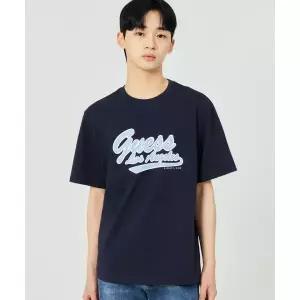 GUESS 2color 유니 세미오버핏 중앙 게스 로고 반팔티 NP2KE408 407258