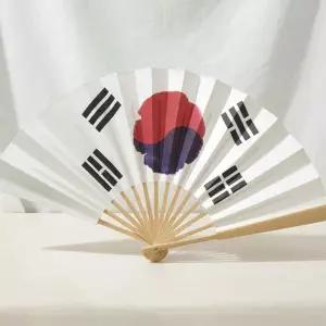 대형 태극기 대나무 실크 부채 LM-1008907 행사응원용품 한국기념품 E83EB