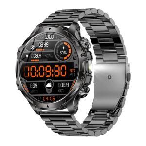 AK75 스마트 워치 손전등 1.9 인치 남성용 야외 스포츠 피트니스 트래커 700mah 대용량 배터리 BT 호출 LED 조명 스마트워치