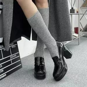 이무 에나멜 각코 가보시 통굽 페니 청키굽 구두 여성
