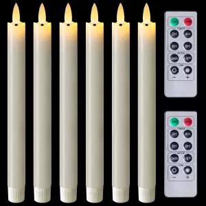 홈메모리 9.6인치 왁스 무불꽃 테이퍼 캔들 원격 머 디머 포함 깜빡이는 LED 캔들스틱 배터리 작동 창문용
