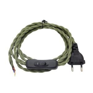 220-240V AC 유럽 플러그 전원 코드 케이블 켜기 끄기 스위치 포함 빈티지 패브릭으로 덮인 전선 전력선