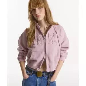 매장정품 NOHANT LONELY/LOVELY CROP HOODIE ZIP-UP PINK
