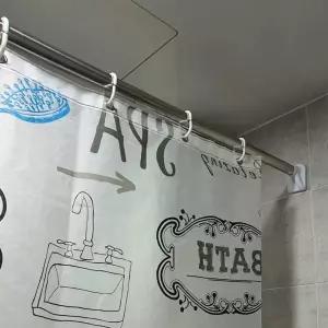 무타공행거 욕실에설치함 못없이 압축 행거 커튼봉 110-200CM 구멍안뚫는봉 미끄럼방지봉