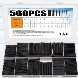 560pcs 열 수축 튜브 내열성 포장 키트 전기 연결 와이어 케이블 절연 슬리브