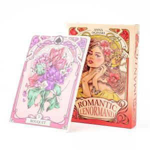 로맨틱 Lenormand 오라클 카드 37 Pcs 데크 10.2x7.2cm 영어 비전 아르누보 꽃 모티브 파티 게임