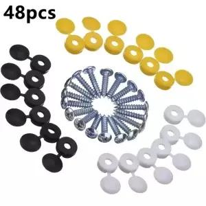 48pcs 자동차 번호판 고정 피팅 키트 편리한 검정색 흰색 노란색 캡 12 나사 및 36 커버